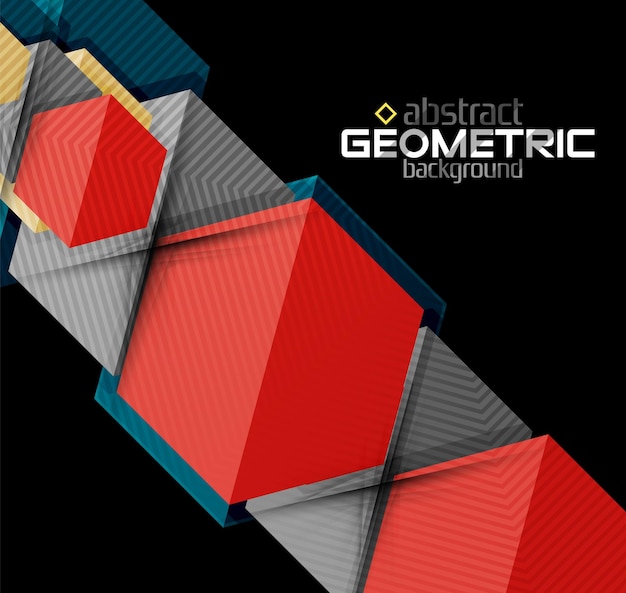 Formas geométricas de color vectorial sobre fondo negro