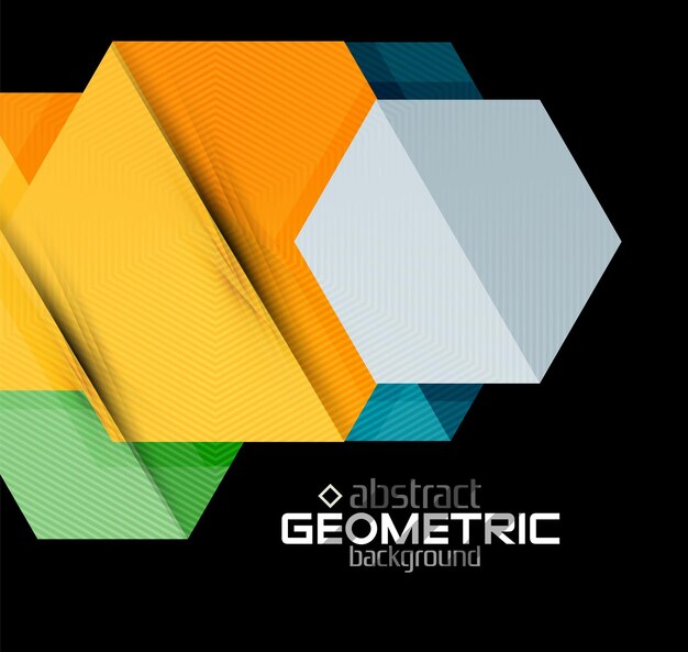 Formas geométricas de color vectorial sobre fondo negro