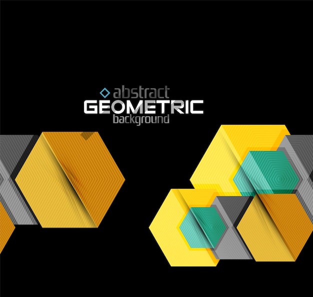 Formas geométricas de color vectorial sobre fondo negro