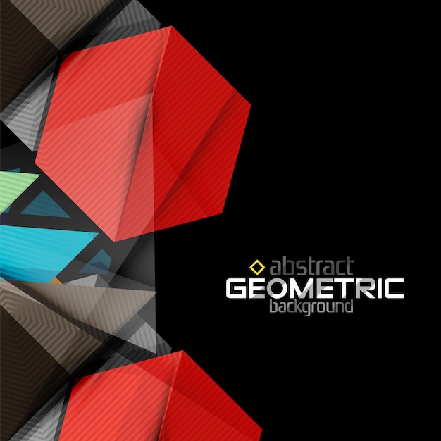 Formas geométricas de color vectorial sobre fondo negro