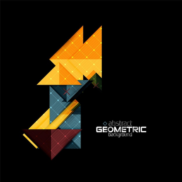 Formas geométricas coloridas con textura en negro Plantilla de diseño abstracto futurista moderno