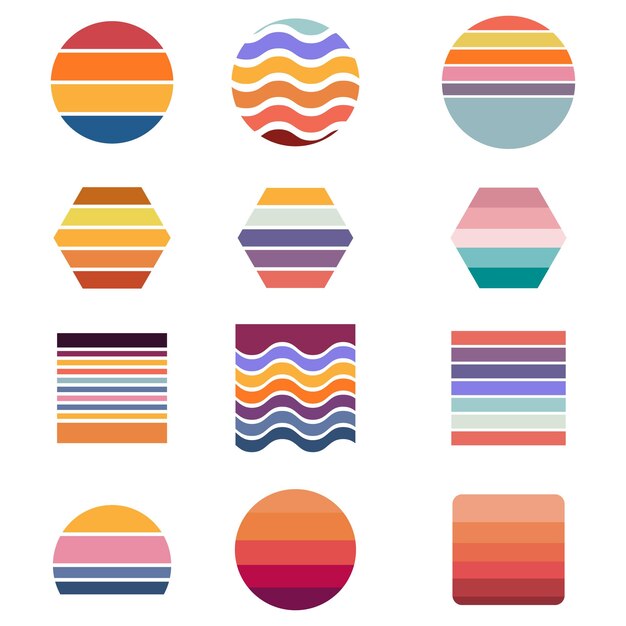 Formas geométricas con diferentes combinaciones de colores.