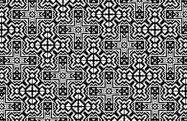 Formas geométricas étnicas patrón en blanco y negro
