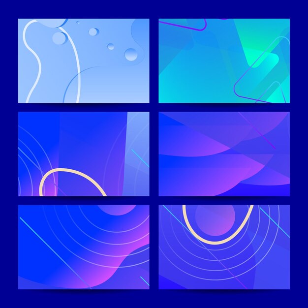 Formas geométricas fluidas abstractas en azul y púrpura