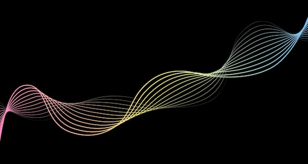 Formas geométricas futuristas líneas onduladas de medio tono de neón en la ilustración vectorial de composición abstracta de