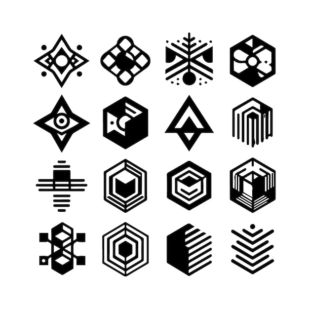 Formas geométricas Ilustración de silueta vectorial Formas y cuadrículas geométrica abstractas brutalistas