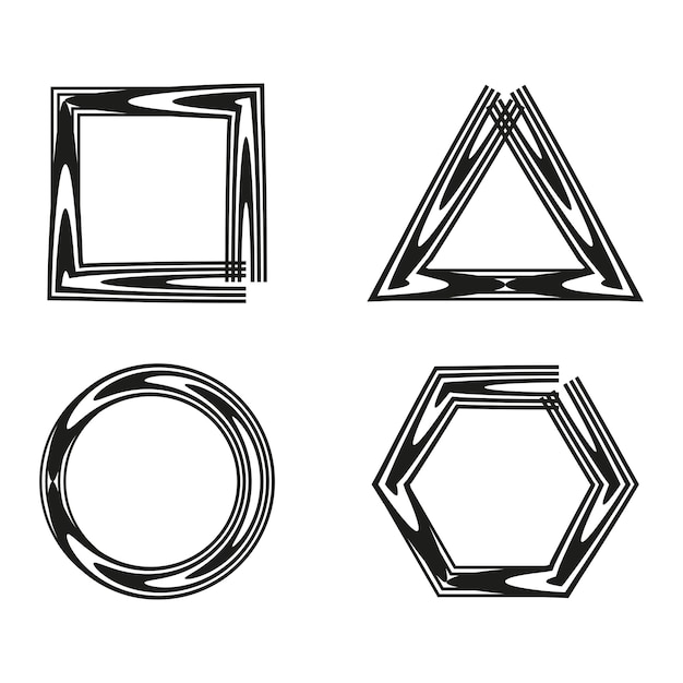 Formas geométricas del marco Contorno negro abstracto Diseño artístico de formas Colección moderna vectorial