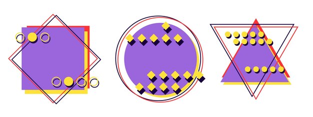 Formas geométricas de moda para diseño gráfico, colores abstractos y de moda 2022. Formas geométricas aisladas en stock sobre fondo blanco. ilustración vectorial