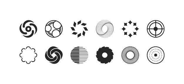 Formas geométricas modernas e íconos de círculos en un conjunto vectorial que proporcionan ilustraciones abstractas