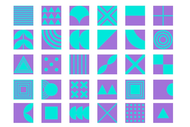 Formas geométricas modernas Formas abstractas básicas mínimas estilo bauhaus suizo bloques dinámicos contemporáneos primitivos Brutalismo formas básicas líneas círculos oculares y patrones conjunto de vectores de arte