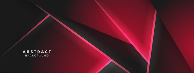 Formas geométricas negras y rojas abstractas forma de línea 3d de luz geométrica con fondo de presentación de concepto futurista