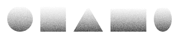 Formas geométricas ruidosas Elementos granulados de puntos con sombra Vector conjunto de elementos aislados
