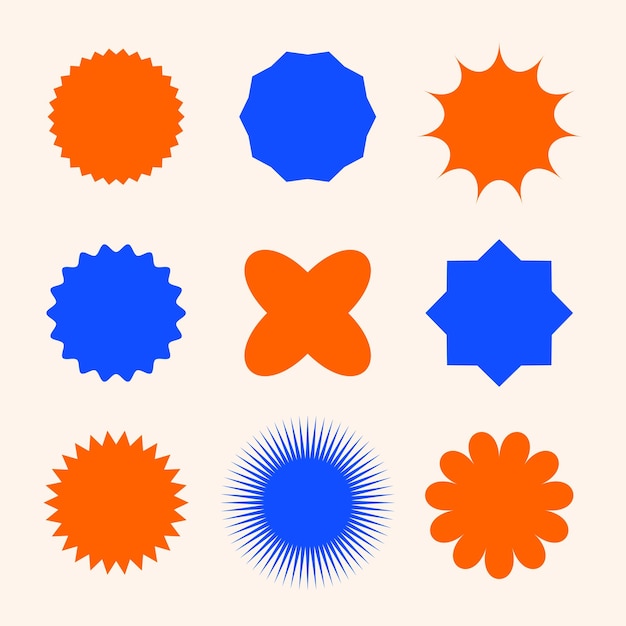 Formas geométricas símbolos elementos gráficos simples diseño sólido retro