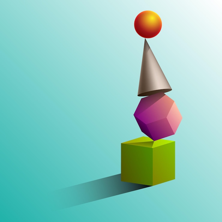 Vector formas geométricas simples ilustración vectorial 3d de un conjunto de formas geométricas 3d