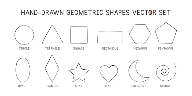 Formas geométricas súper simples diseño vectorial de estilo dibujado a mano triángulo circular rectángulo cuadrado