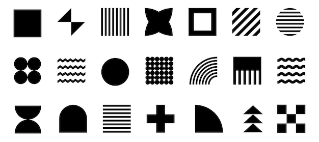 Formas geométricas vectoriales Figuras básicas minimalistas de moda Ilustración vectorial de formas geométrica aislada sobre un fondo blanco