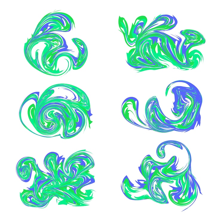 Vector formas giratorias abstractas en colores verde y azul