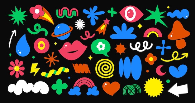 Formas groovy conjuntos vectoriales de elementos abstractos