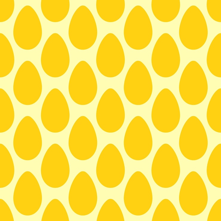 Vector formas de huevos amarillos en un fondo pastel suave patrón sin costuras vectorial