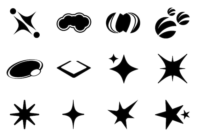 Formas de íconos vectoriales de ropa de calle Y2K