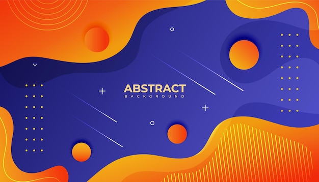 Formas líquidas abstractas naranjas con vector premium de fondo azul