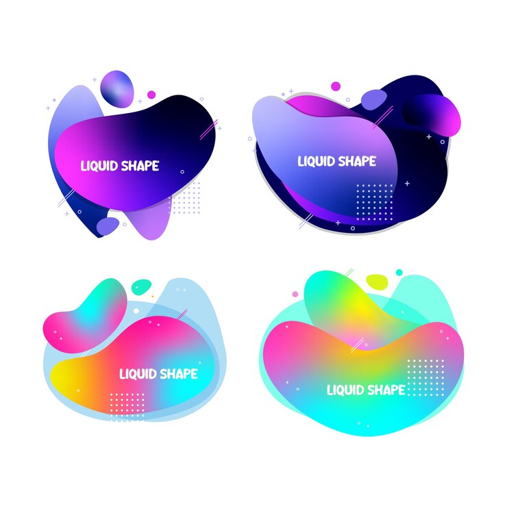 Vector formas líquidas coloridas con gradientes y elementos geométricos abstractos