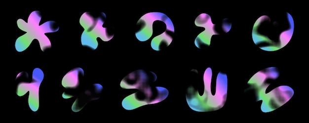 Formas líquidas dinámicas con luces vibrantes y semitonos que crean una experiencia visual abstracta sobre un fondo oscuro