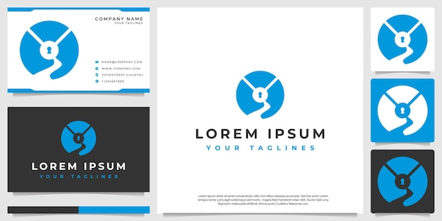 formas de logotipo de seguridad con estilo de espacio negativo con la forma de la carretera en el espacio negativo