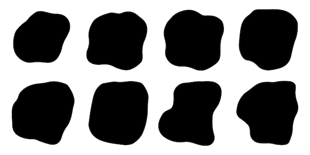 Vector formas de manchas líquidas formas vectoriales orgánicas aleatorias silueta fluida negra mancha de tinta suave simple