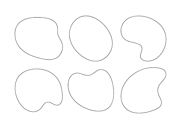 Formas de manchas líquidas vectoriales orgánicas irregulares vacías formas aleatorias silueta fluida tinta lisa simple