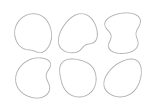 Formas de manchas líquidas vectoriales orgánicas irregulares vacías gruesas formas aleatorias silueta fluida simple suave