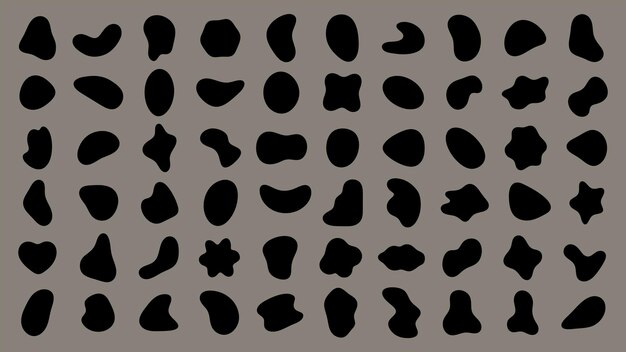 Formas negras abstractas sobre un fondo gris Formas orgánicas formas variadas y patrones únicos Formas abstractas repetidas crean un aspecto artístico moderno Conjunto vectorial de formas negras