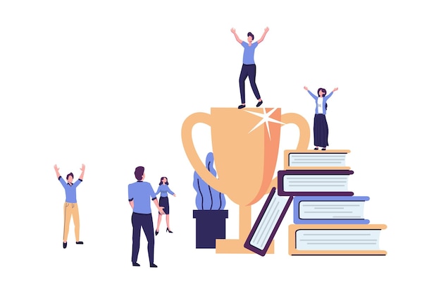 formas y objetivos de negocios exitosos primer lugar en los negocios estilo plano ilustración diseño vectorial