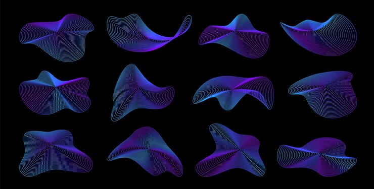 Vector las formas de onda de línea holográfica del fluido sonoro 3d