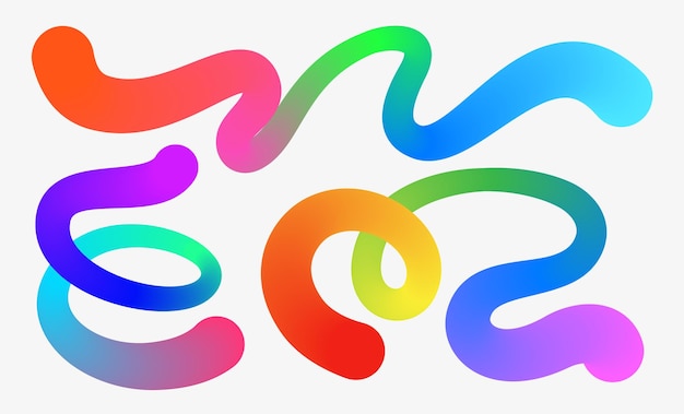 Formas onduladas con colores del arco iris aislados en blanco Ilustración vectorial