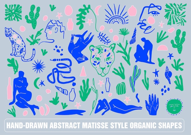 Formas orgánicas abstractas dibujadas a mano al estilo matisse
