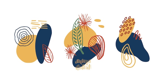 Formas orgánicas abstractas elementos minimalistas línea dibujada a mano Conjunto de diseño abstracto moderno