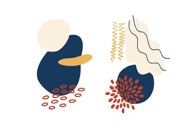 Formas orgánicas abstractas elementos minimalistas línea dibujada a mano Conjunto de diseño abstracto moderno