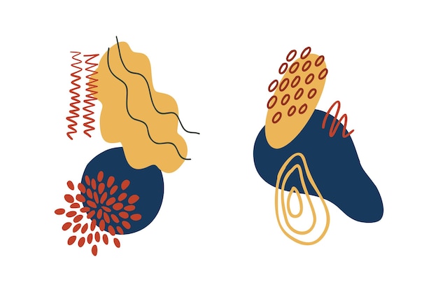 Formas orgánicas abstractas elementos minimalistas línea dibujada a mano Conjunto de diseño abstracto moderno