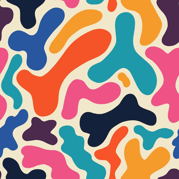 formas orgánicas abstractas ilustración de patrones sin costuras en estilo retro