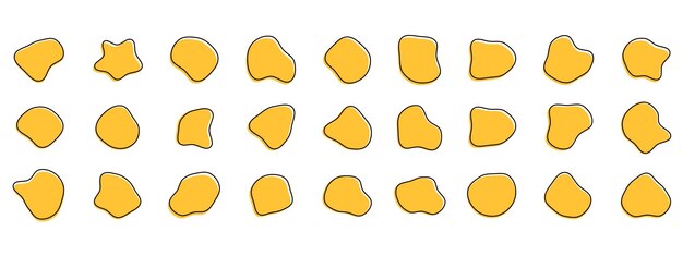 Formas orgánicas de manchas coloridas Colección de formas orgánicas abstractas redondas Gotas de guijarros y siluetas de piedra Formas irregulares de manchas orgánicas líquidas abstractas aleatorias