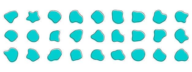 Formas orgánicas de manchas coloridas Colección de formas orgánicas abstractas redondas Gotas de guijarros y siluetas de piedra Formas irregulares de manchas orgánicas líquidas abstractas aleatorias