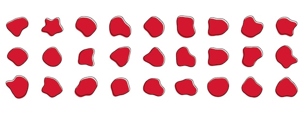 Formas orgánicas de manchas coloridas Colección de formas orgánicas abstractas redondas Gotas de guijarros y siluetas de piedra Formas irregulares de manchas orgánicas líquidas abstractas aleatorias