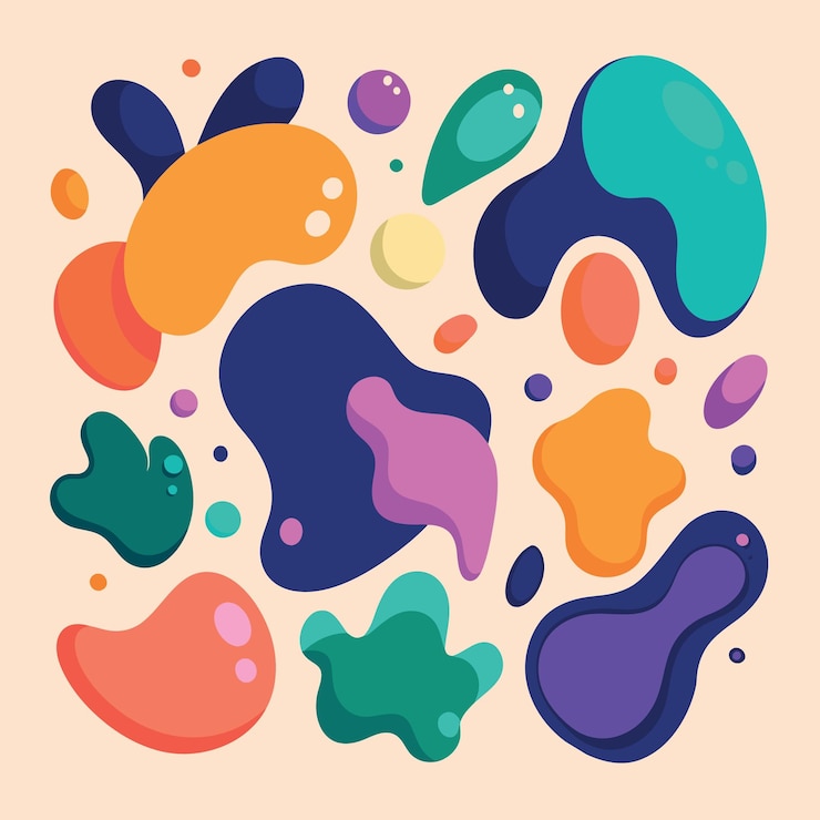 Vector formas orgánicas de manchas coloridas formas abstractas de manchas orgánicas líquidas abstractas aleatorias