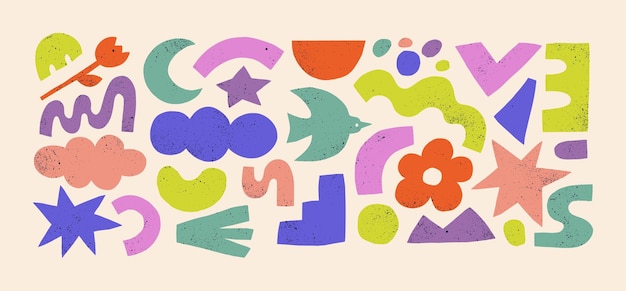 Formas orgánicas niños conjunto vectorial arte ingenuo formas geométricas figuras de collage abstracto