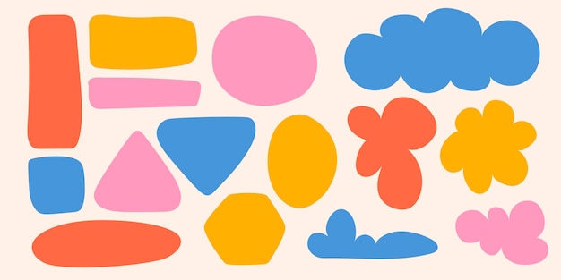 Formas orgánicas vectoriales Cuadros de texto dibujados a mano Formas líquidas abstractas Gotas planas orgánicas Ola aleatoria