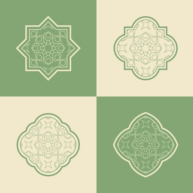 Formas ornamentales geométricas en un fondo de dos tonos