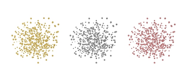 Formas redondas de confeti de oro, oro rosa y plata