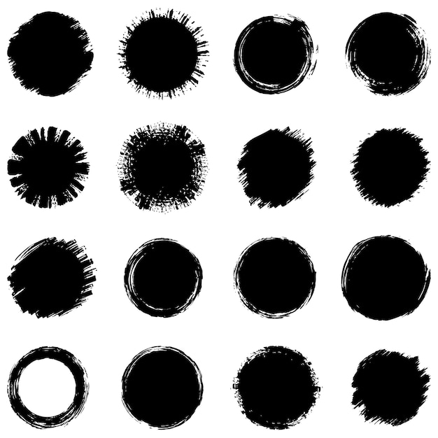 Formas redondas grunge negras Pinceladas marcos elementos marcos para el diseño Vector