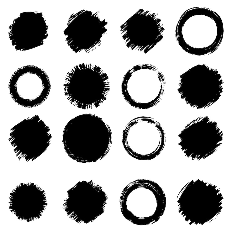 Vector formas redondas grunge negras pinceladas marcos elementos marcos para el diseño vector